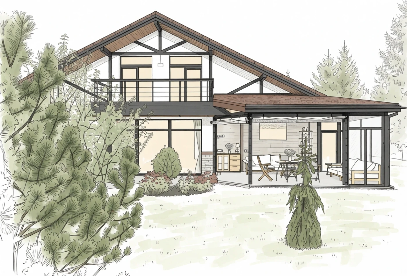 Tentýž dům jako markerová architektonická ilustrace