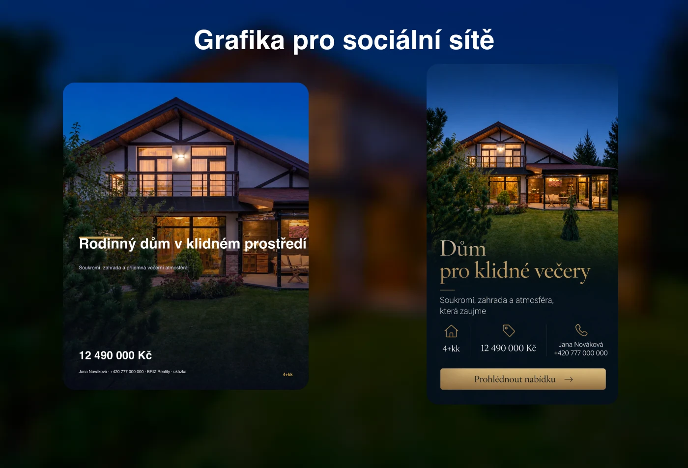 Instagram grafika pro nemovitost: přesná šablona nebo kreativní AI návrh – výsledek